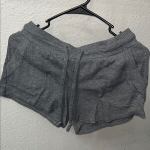Gray Ribbed Knit Shorts